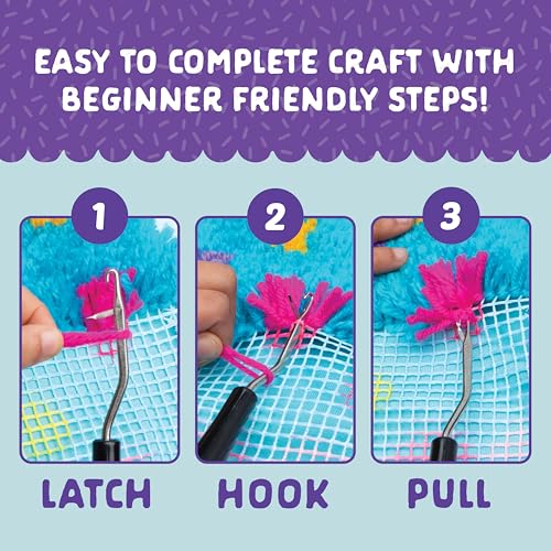 Image of LatchKits Cupcake Pillow - Latch Hook Kits for Kids, Arts and Crafts, Yarn Art, Kids Crafts, Toys for Girls, Birthday Gift for Girls, Easy to Follow Pattern, Hook Included, Craft Kits, Ages 6+