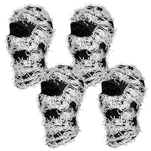 4 Pack Kids Distressed Balaclava Ski Face Mask, Winter Full Face Mask Windproof Knitted Hat Face Neck Warmer for Cold Weather for Boys & Girls Black