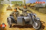 ohne Kleber und Farben Asuka TAS24004 - 1/24 German Motorcycle Zündapp KS750 with Sidecar