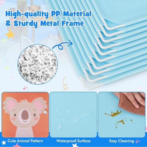 Image of Almirah for Clothes,Plastic Soft Sheet Collapsible Wardrobe for Clothes for Kids Clothes /Toy /Book, Baby Cupboard for Clothes Storage in Bedroom Nursery,Cartoon (Blue, 12-Shelf-12-Door) KTC3