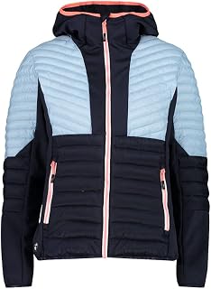 CMP W Jacket Fix Hood Hybrid Colour Block Blue - PrimaLoft Versatile Practical Women's Hybrid Jacket, Size 44 - Colour Bla, Blackblue, 48