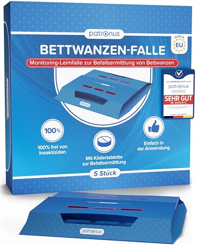 Bettwanzenfalle [5 Stück] Bettwanzenfalle zur Erkennung von Bettwanzenbefall - Überwachungszangenfalle im Set mit starken Lockmittel, Überwachungssystem hergestellt