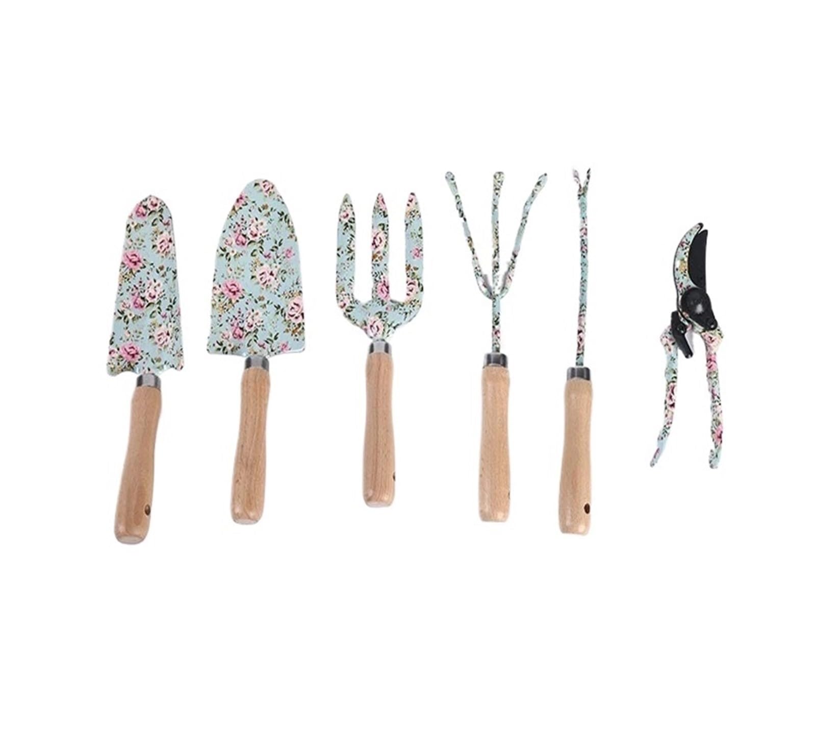 Ensemble d'outils de Jardin avec Manche en Bois imprimé, 10 pièces