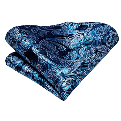 Image of Hi-Tie Men 63inches Tie Set Extra Long Necktie Paisley Tie Pocket Suqare Cufflinks Big and Tall Men Tie
