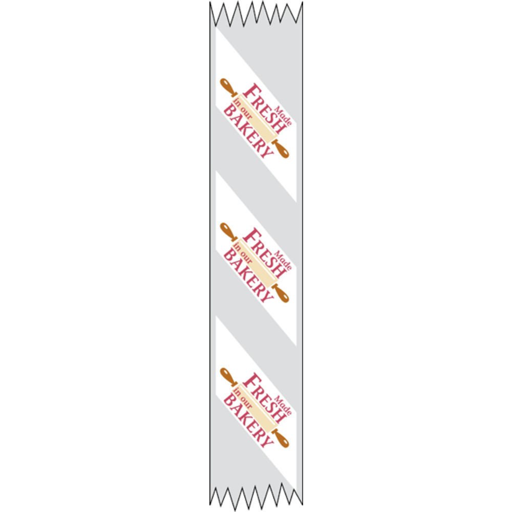 Tamper Evident Packaging Tape for Food Containers Transparent Clear Imprinted "Made Fresh in Our Bakery" - 1"W x 500 ft by HUBERT – Large, Plastic, Clear, Model 150XCPMADEIN