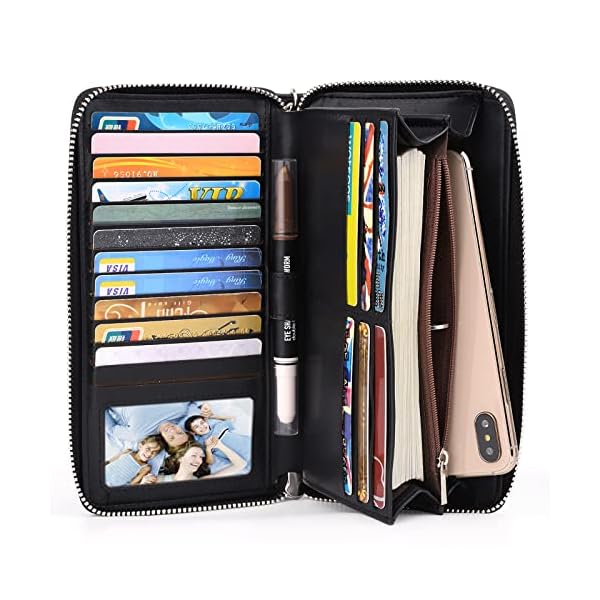 UTO Women Wallet RFID Large Leather Zip Around Card Holder Checkbook Passport Organizer Ladies Travel Clutch with Wristlet CA - Image 5