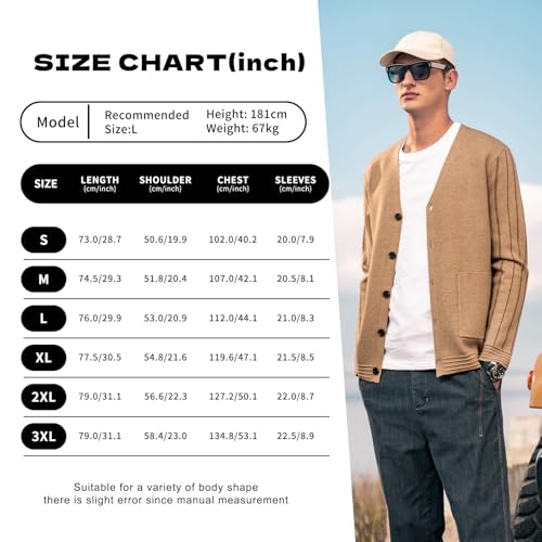 Image of Men's Cardigan Sweater Button Front V-Neck Long Sleeve Knit Sweaters