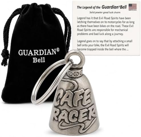 Guardian Bell Good Luck Bell w/Keyring & Black Velvet Bag | Motorcycle Bell | Lead-Free Pewter | Made in USA