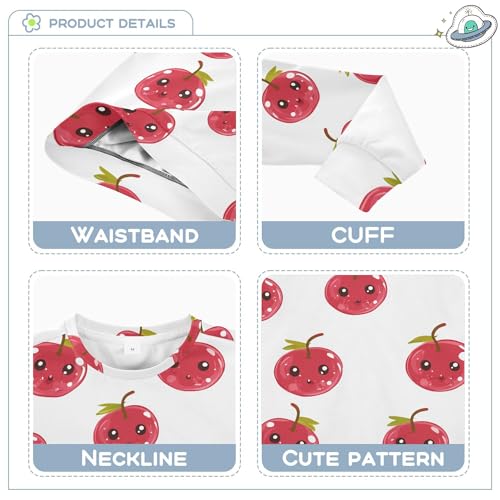 JUNZAN Cute Redcurrant Fruit White Kids Girls Sweatshirts Hoodies Long Sleeve Sweatshirts for Boys Camping 4T3