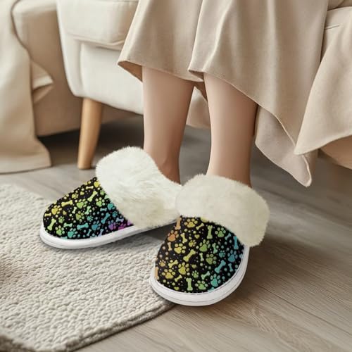 Warm Winter House Slippers for Women Fuzzy Plush House Shoes Memory Foam Comfy Non-slip Slippers3