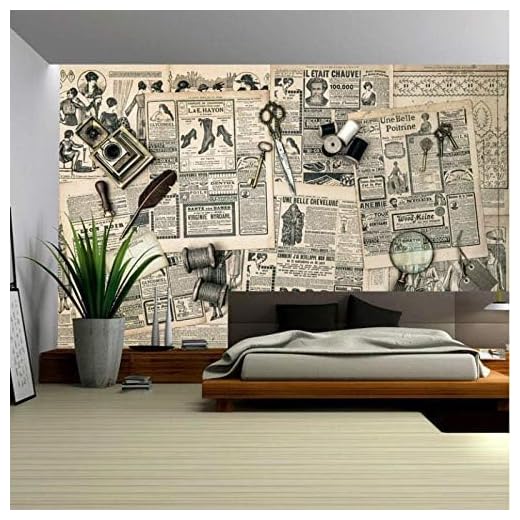 Papel Pintado Fotográfico Periódico Vintage Impresión 3D Mural Lienzo Impermeable No Tejido Pared Pintado Papel Tapiz 3D Decoración Dormitorio Sala Sofá Mural-400cm×280cm