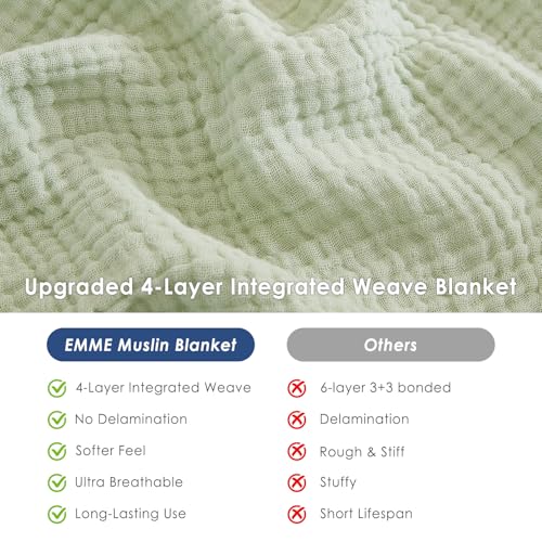 Image of EMME Muslin Blankets for Adults Throw Blanket for Couch Breathable Gauze Soft Lightweight Airy Mint Green Throw 50 inchx60 inch