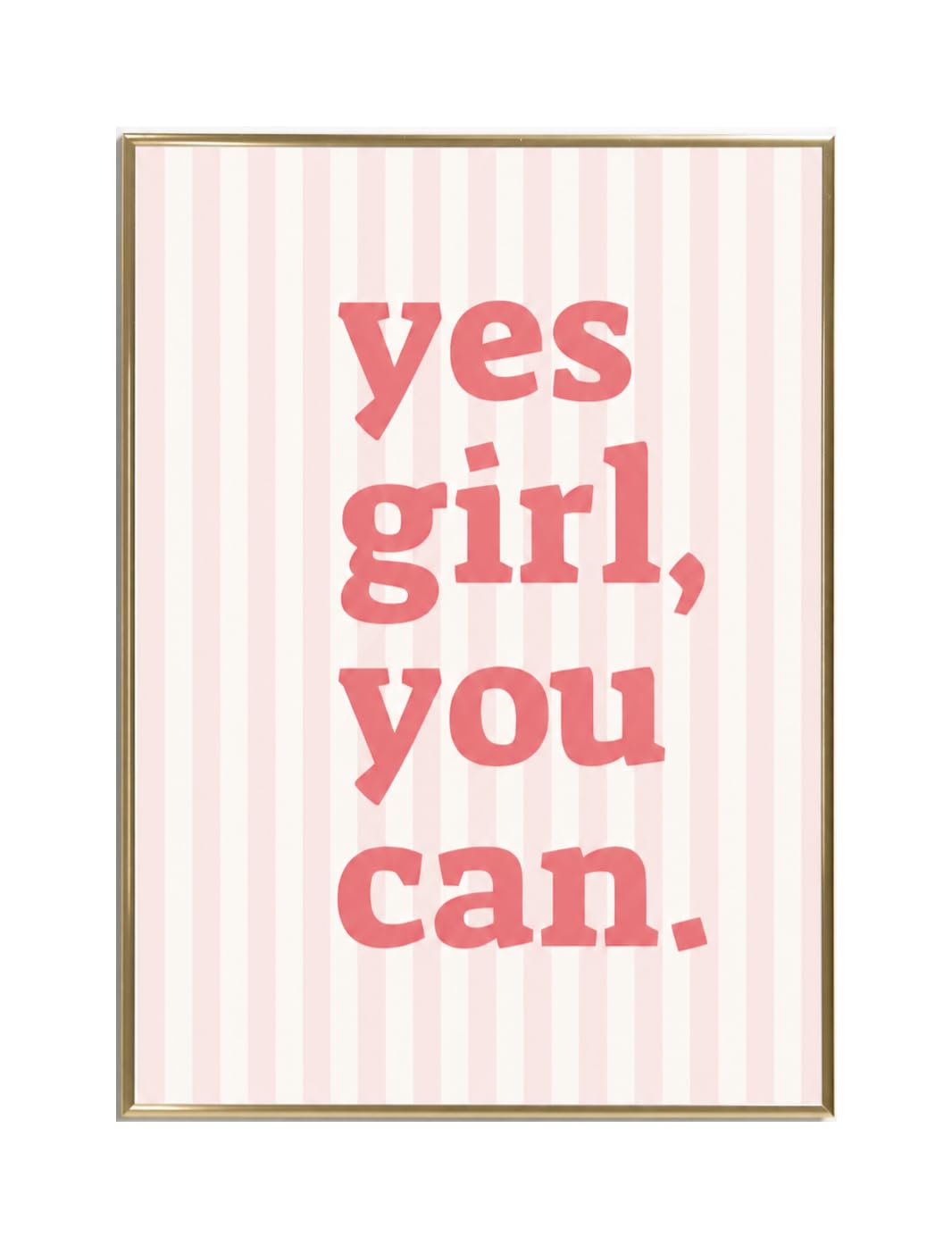 Affiche Yes Girl You Can 30x40 cm Poster Motivation Femme Vintage Rose Impression Canvas Décoration Murale Style Rétro