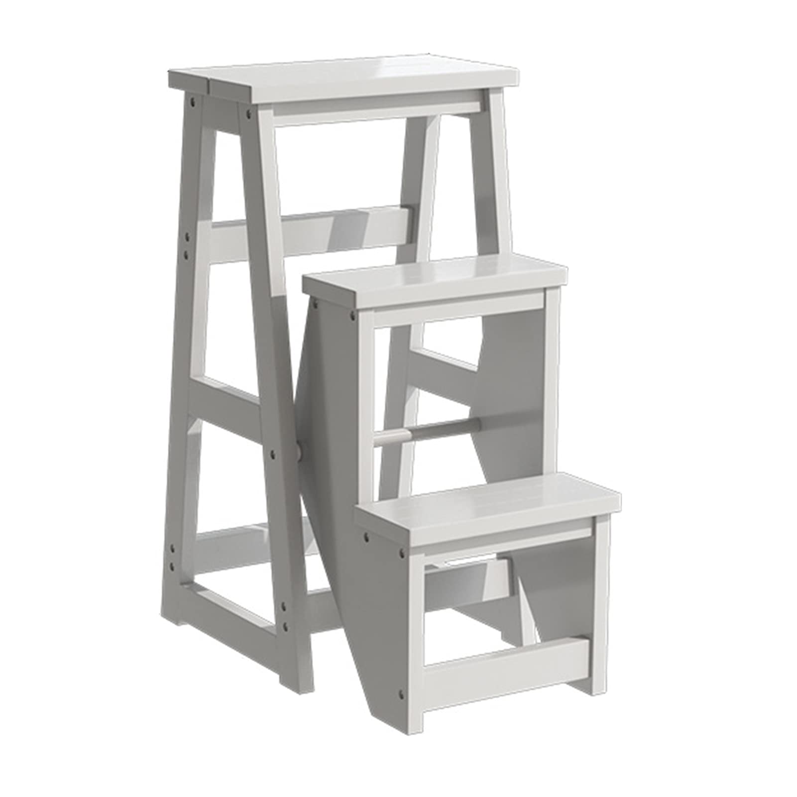 Silla escalera plegable para evitar caídas, taburete de madera con peldaños anchos