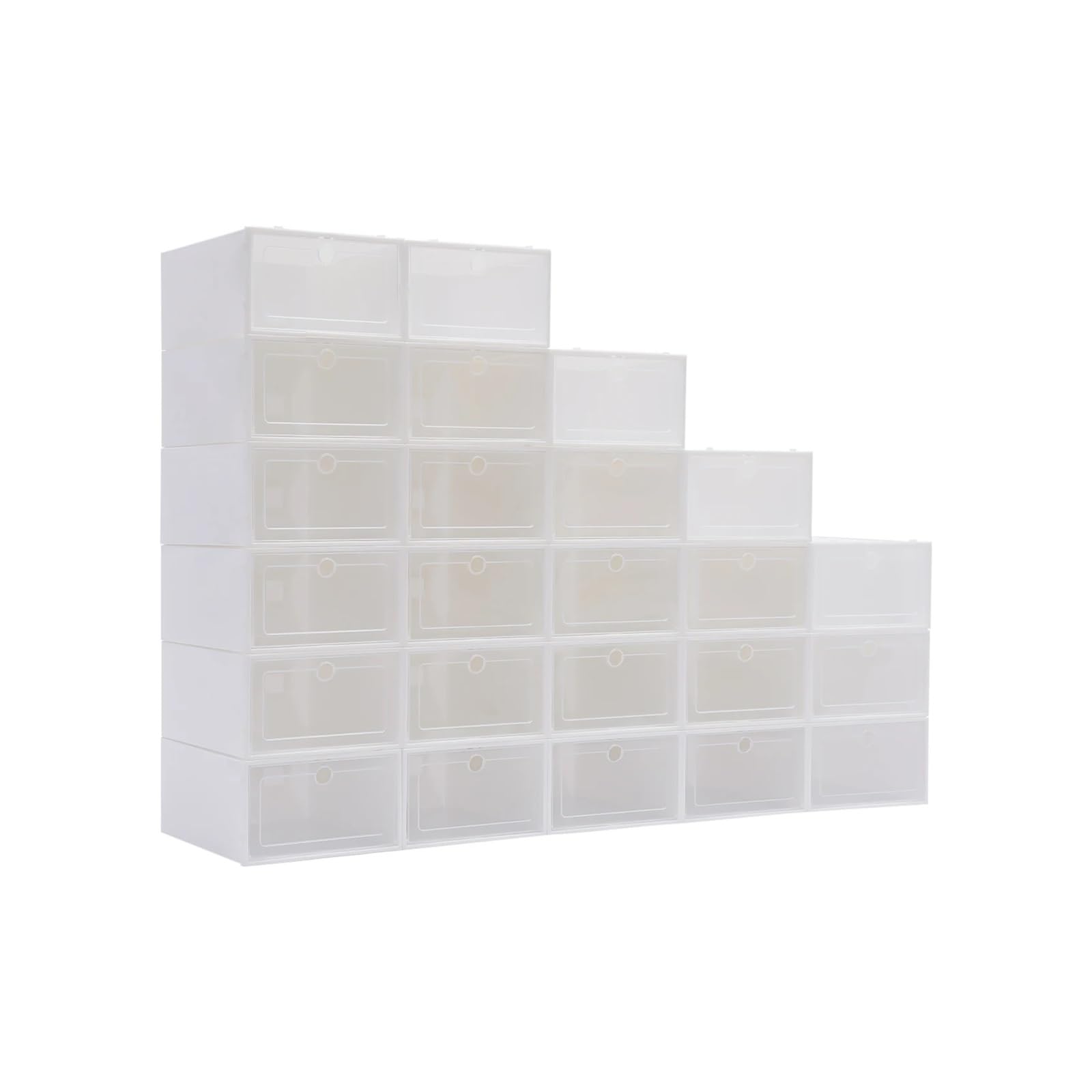 Zapato de plástico Transparente 24 Piezas para Hogar | Estuche Caja Grande Engrosada Organizador Apilable Cajón Estante Blanco