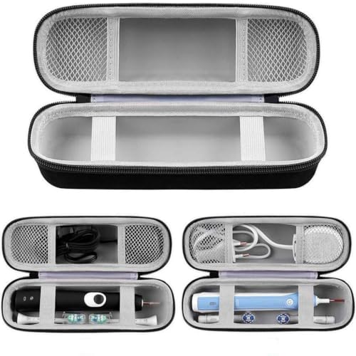 Estojo de viagem para escova de dentes elétrica, bolsa protetora rígida portátil, caixa de armazenamento de EVA impermeável para viagens, à prova de poeira, tecido de malha preto