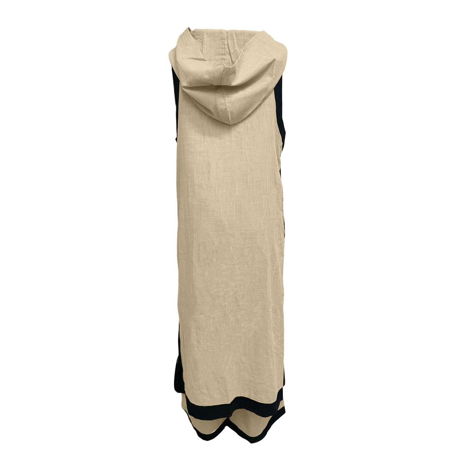 Zweiteiler Damen Elegant Hochzeit Anzug Ärmelloses Tunika mit asymmetrischem Saum und Kontrastfarbenen weite Hose Freizeitanzug Casual Outfit Loungewear