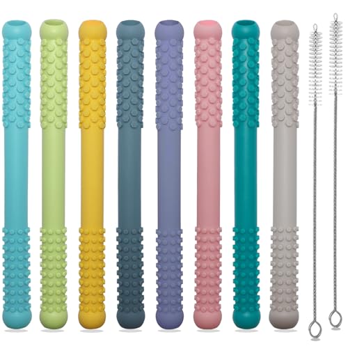 Image of Hoaisun Teething Toys 3-6 Months 8 Pack, Silicone Teethers for Babies Nursing, Teething Tubes Sticks for Babies 6-12 12-18 Months, Autism Sensory Toys for Kids Chewing, Biting