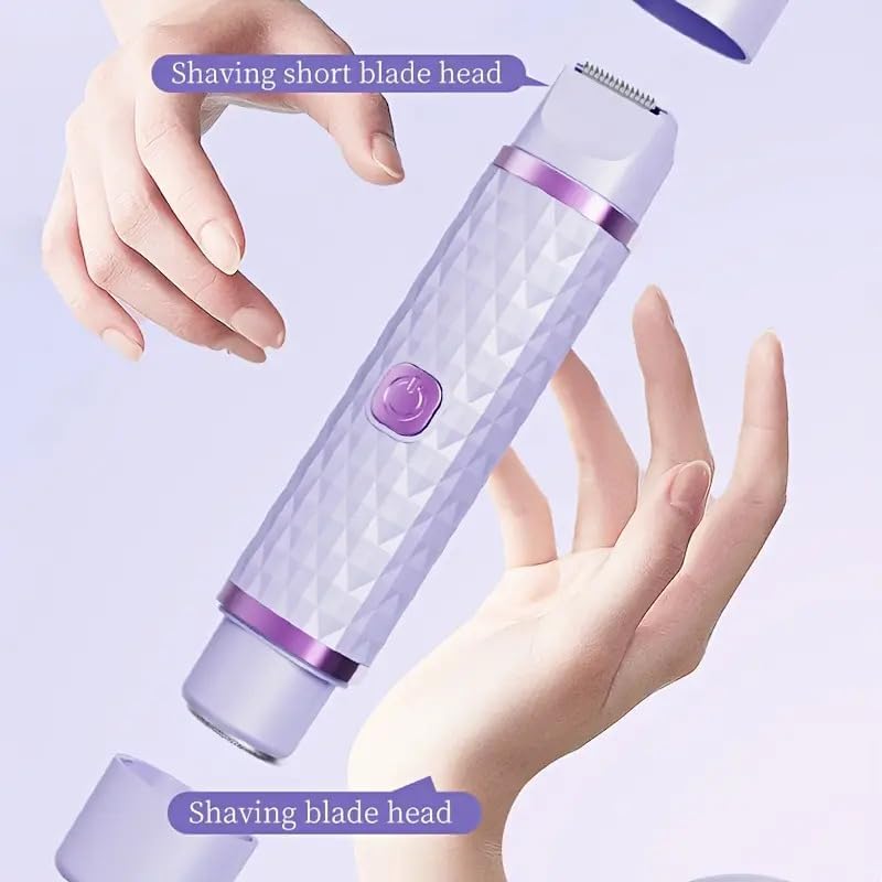 Image of Hewan 2-in-1 Facial Hair Remover & Bikini Trimmer for Women - Electric Shaver for Face, Legs, Underarms & Pubic Hair, Wet & Dry Use, USB Rechargeable (Purple trimmer)