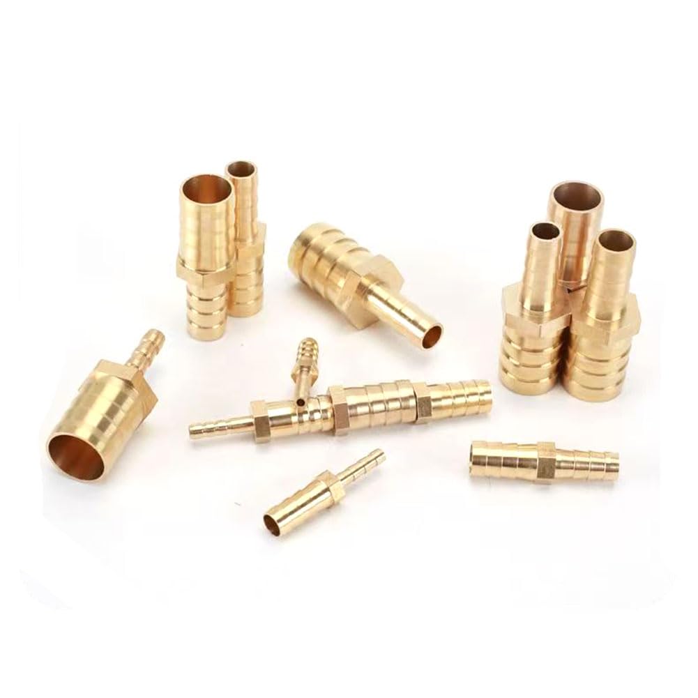 Racores de empalme con espiga de latón, Kit de empalmador púas for manguera recta 2 vías latón, 6 mm x 3 mm-20 10, for aire, combustible, aceite, paquete 5(14mm*8mm,10pcs)