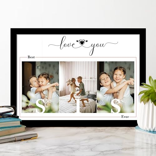 Image of Art Street Personalized Best Sis Ever Wall Photo Print Collage with Photo Upload Gift For Brother, Perfect Present, Customized Gift, Birthday Gift, Rakhi (A4, Black)