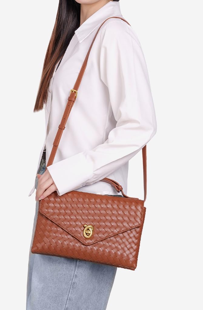 Upbull Trendy Woven Evening Clutch Purses Women PU Leather Evening Handbags Underarm Shoulder Crossbody Purse Wedding Wallet