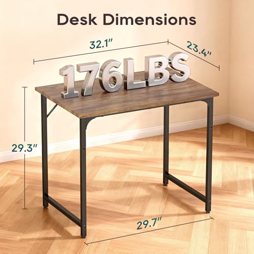Image of BestOffice Computer Desk,Home Office Desk, Modern Simple Style for Home Office Study Writing (Vintage, 32 Inch)