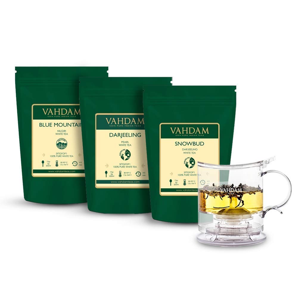 Buy VAHDAM, White Tea Kit I Darjeeling Pearl White Tea + Blue ain