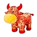 1 Pcs Nouvel An Chinois En Peluche Buffle Rouge Année du Buffle Peluche Vache Chanceuse En Peluche Ornement Mascotte Buffle Rouge Jouet pour Zodiaque Chinois Buffle Fête Du Nouvel An Décoration De La