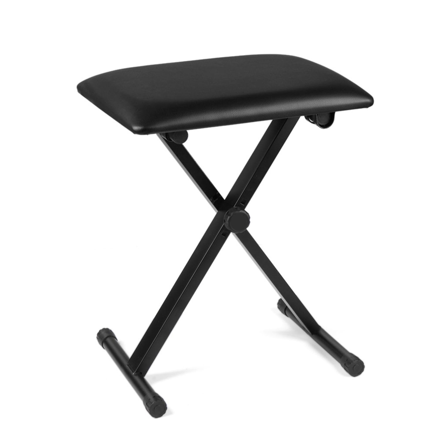 Flexzion Keyboard Hocker, Klavierhocker, klappbarer Klavierstuhl mit rutschfesten Gummifüßen, Klavierbank höhenverstellbar mit gepolstertem Sitz, Hocker und Bänke, für Kinder und Erwachsene, schwarz