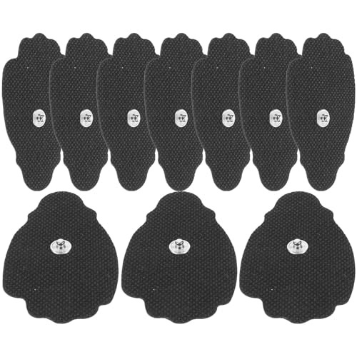 LABRIMP Parches reutilizables para masaje, 10 unidades multifunción negras de hidrogel con botón de tela no tejida, almohadillas adhesivas para espalda y articulaciones