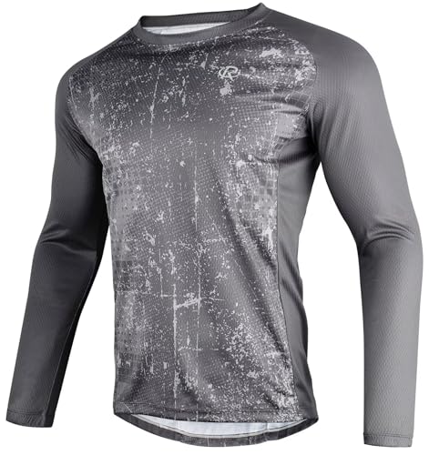 ROTTO Camiseta de Manga Larga para Hombre MTB Maillot para Bicicleta de Montaña Camiseta BMX Downhill Transpirable y de Secado Rápido