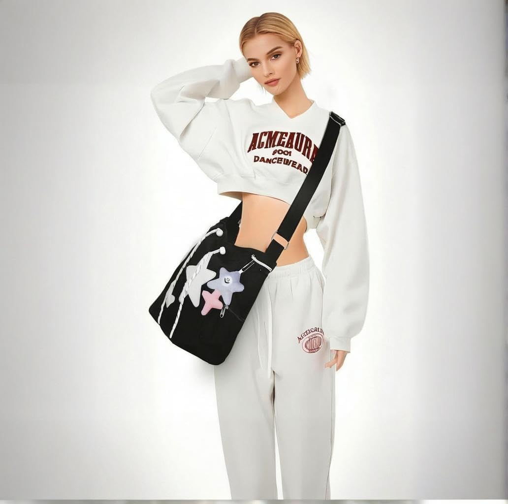 Cute Star Bag Star Purse Y2k bag Messenger Bag Crossbody Corduroy Tote Bag for Women - Image 7