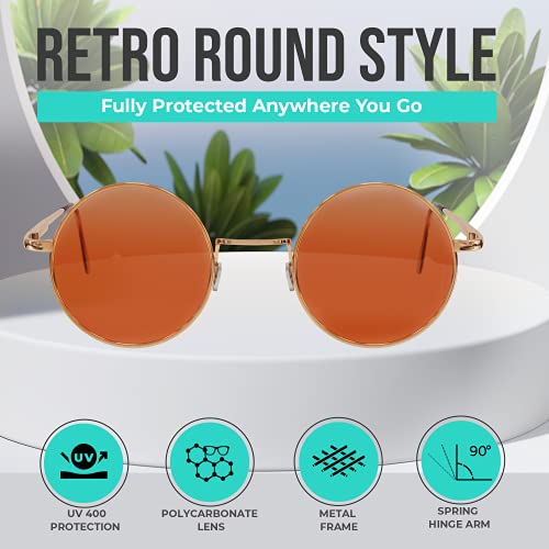 Image of Retro Round Sunglasses Small Colored Lens Hippie Glasses