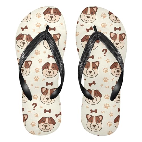 Dog Bone Beige Flip Flops for Beach Thong Sandals Anti-slip Lightweight Shower Shoes for Summer Outdoor Travel