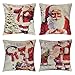 UMIPUBO 4pz Natalizie Federa per Cuscini,Caso Federa Natale Babbo Alce Decorazioni,Cuscino Copricuscini Biancheria Vintage Tema,per Camera da Letto Divano Soggiorno Decorazione,45x45cm