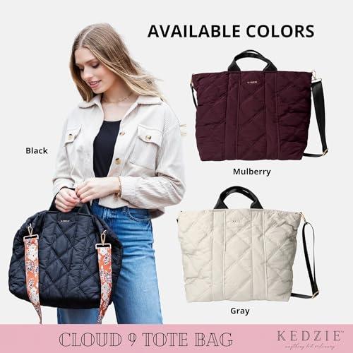 Image of KEDZIE Quilted Cloud 9 Convertible Backpack Purse for Woman - Midnight Black