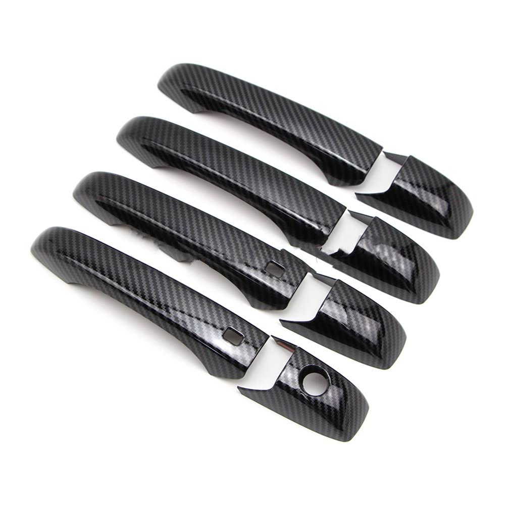Rinkteea One Color Exterior Car Door Handle For Dodge Durango Grand Caravan 2008-2020 Car Door Handle Cover Carbon Fiber Style Smart Keyhole(None Smart Keyhole)
