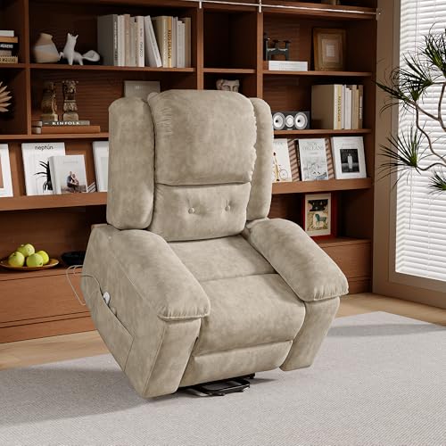 LIVLUX Fauteuil de Massage électrique, Fauteuil releveur électrique avec Fonction Massage et Chaleur, avec Poches latérales et Repose-Pieds Extensibles,...