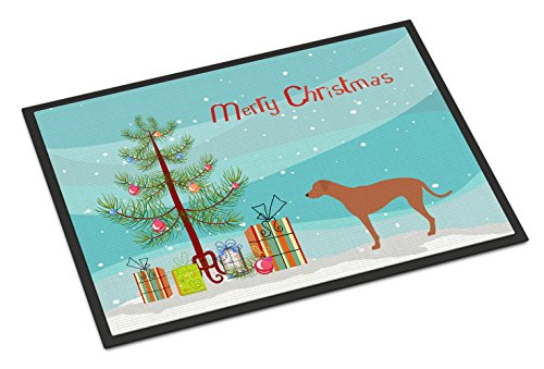 Caroline's Treasures BB8439MAT Rhodesian Ridgeback Christmas Doormat 18x27 Front Door Mat Indoor Outdoor Rugs for Entryway, Non Slip Washable Low Pile, 18H X 27W
