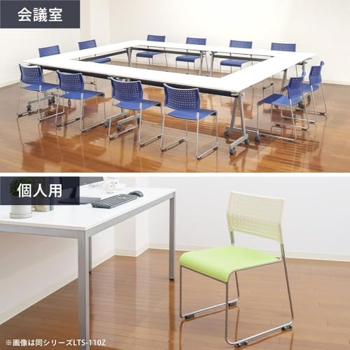 【4脚セット】【背/樹脂 座/レザー】ミーティングチェア 積み重ね可能 連結可能 スタッキングチェア 会議椅子 会議チェア 業務椅子 会議 休憩室 オフィスチェア LTS-110V ブラック×ブラック [2]