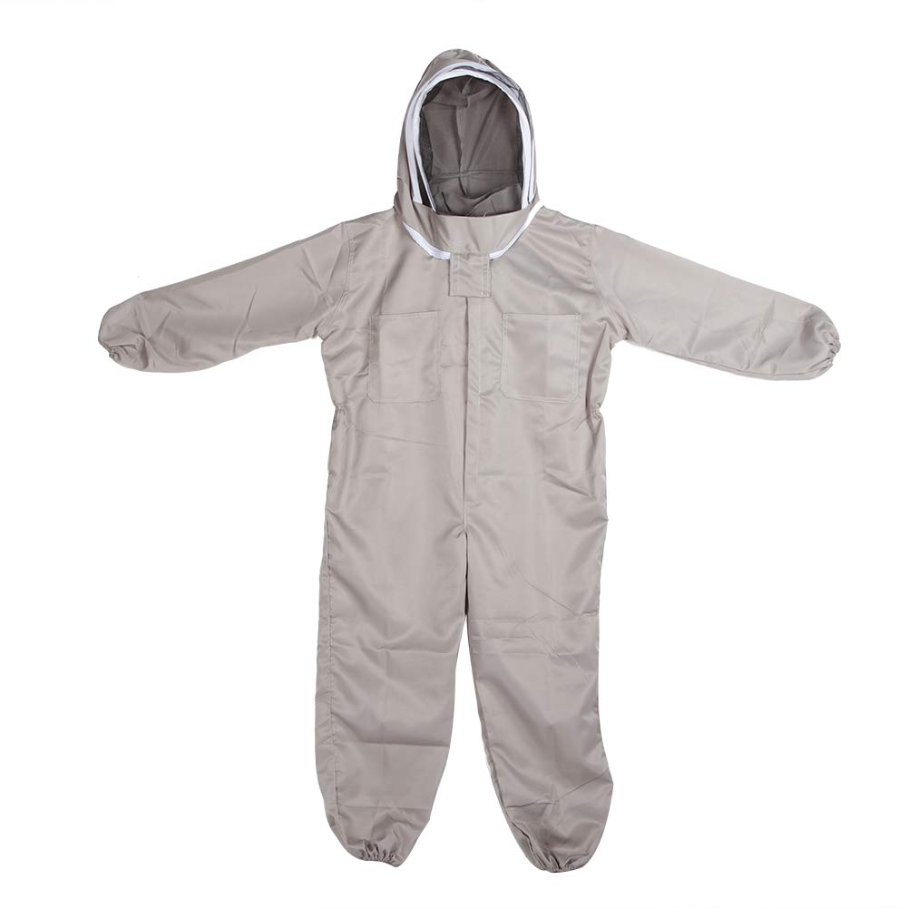 Traje de Apicultor con Capucha de una Pieza Berezo Protective Ropa Anti -Bee Equipo de Apicultura de algodón Duradero para apicultores Gris 180 190 cm