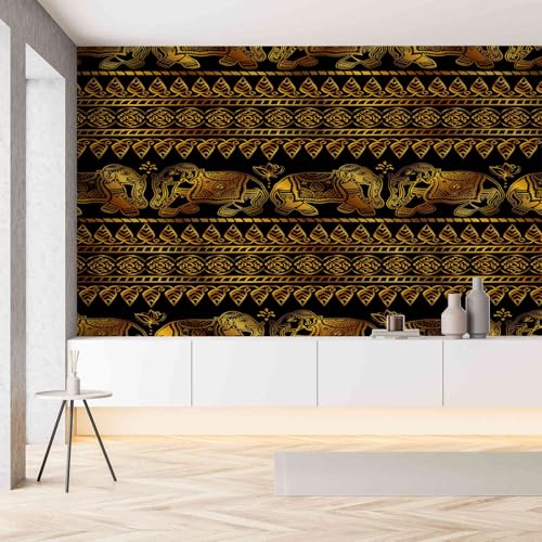 Papier peint éléphant jaune noir imperméable contre les murs ternes