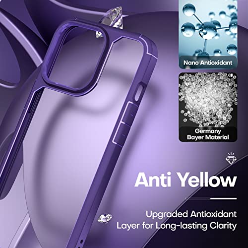 Tauri 5 In 1 Designed For Iphone 13 Pro Case, [Not Yellowing] With 2 Screen Protector + 2 Camera Lens Protector [Military Grade Protection] Shockproof Slim Phone Case 6.1 Inch, Dark Purple #TOP4