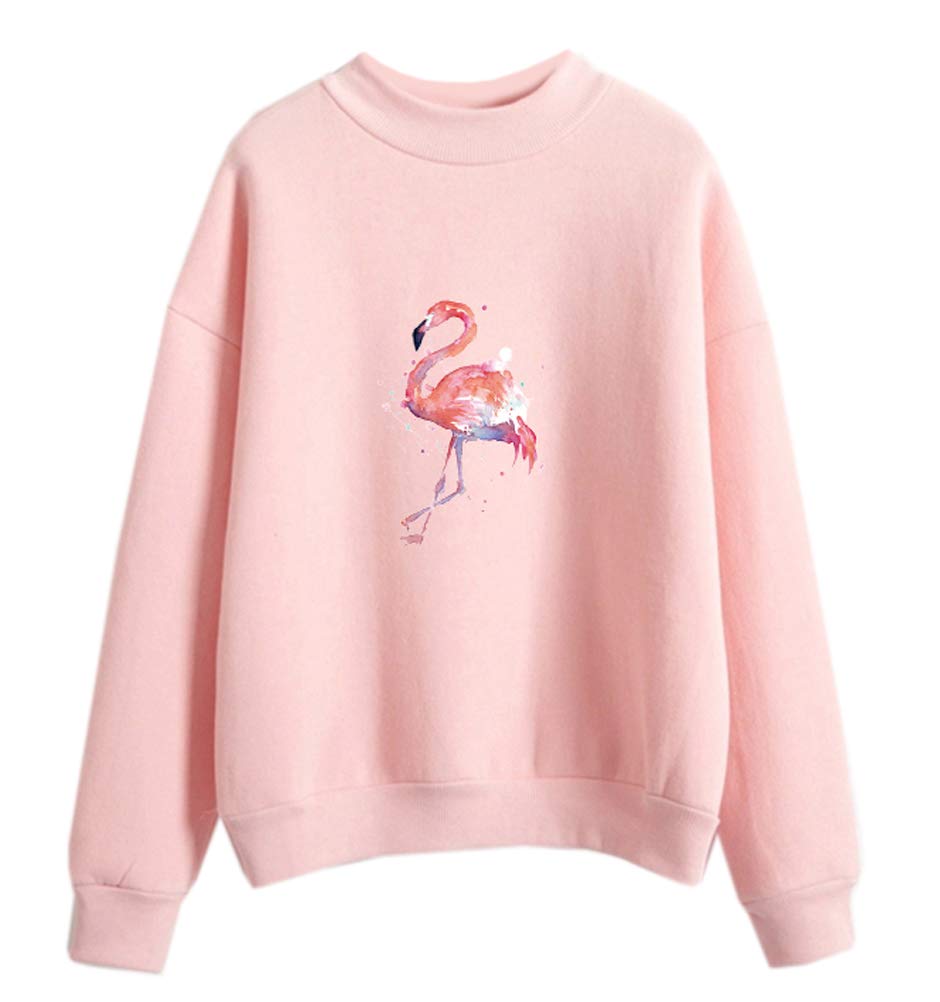 BellystarStreetwear Women Flamingos Sweatshirt Fleece, Pink, XXL
