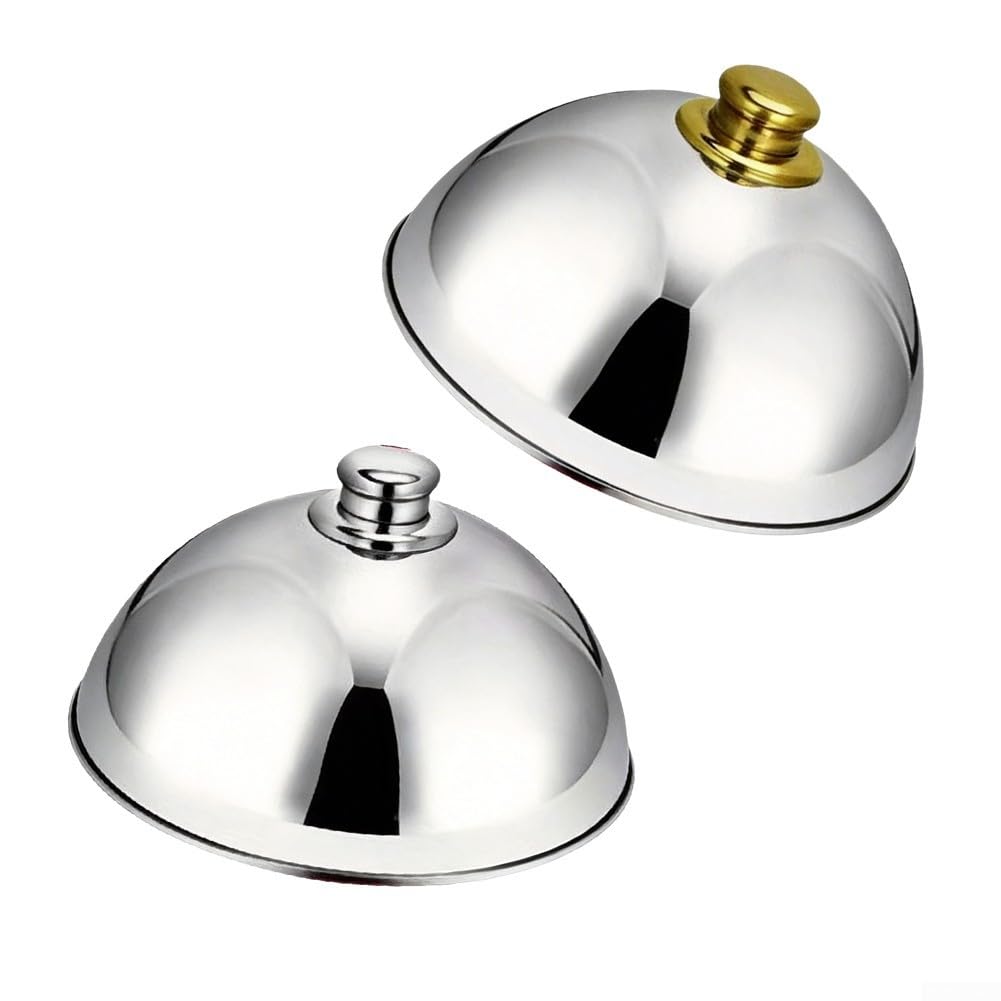 Campana per Alimenti in Acciaio 32cm Coprivivande Anti per polvere con Maniglia Antiscivolo per Cucina Ristorante Picnic Barbecue(Gold)
