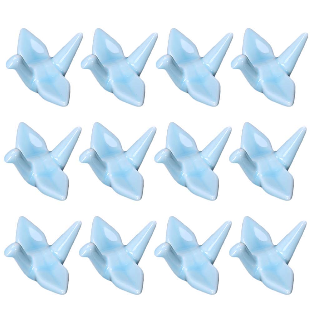 MRKU Chopstick Rest Chopsticks Holders Restaurant 12pcs Porcelain,Wedding Dining Table Decor Guest Gift,Japanese Origami Crane Shape Stand Rack