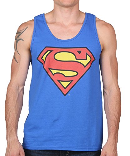 DC Comics Mens Superman Classic Logo Tank T-Shirt Royal Medium