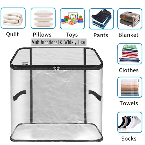 Image of Storite 8 Pack Jumbo Saree Bags, Transparent Saree Bags With Zip, Saree Covers For Storage With Moisture & Dust Proof, Wardrobe Organizer(45x41x33 cm)