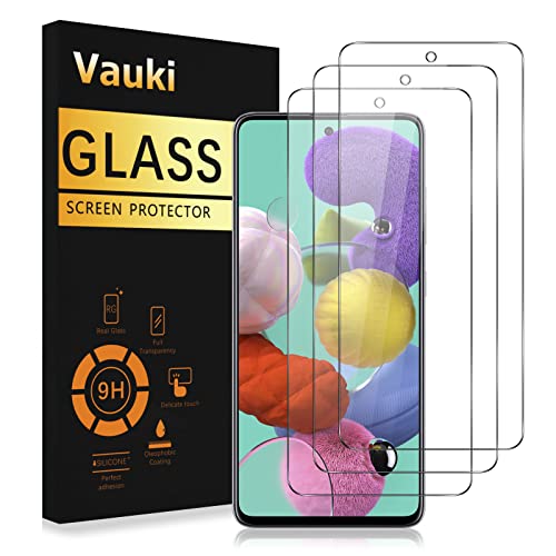 Vauki 3 Unidades Protector Pantalla para Samsung Galaxy A51 Cristal Templado 9H Dureza Ultra HD Resistent Antiarañazos Antihuellas Sin Burbujas Transparent Vidrio Cover